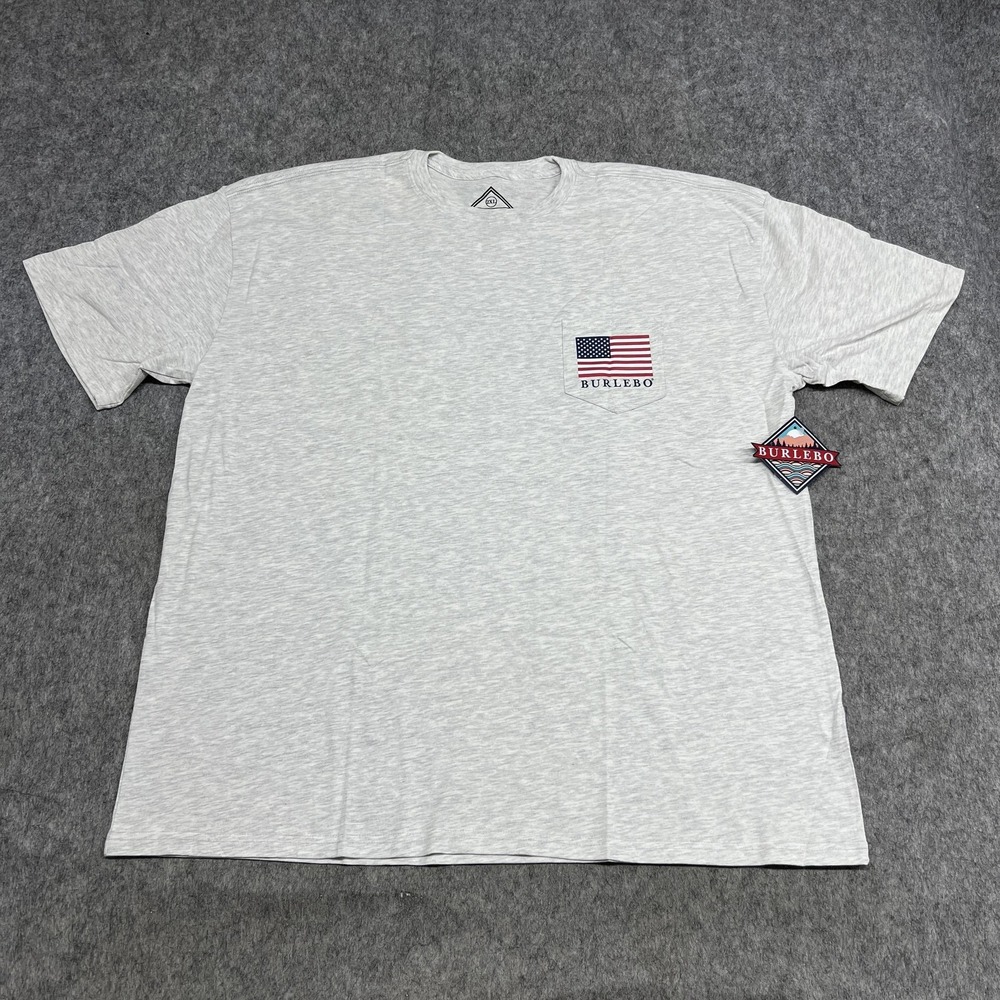Burlebo Shirt Mens 2XL Gray Party Like W Reagan JFK Flag Pocket Tee USA NEW,./